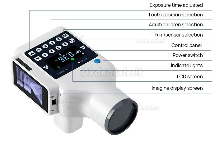 Apparecchio radiologico portatile dentale (schermo integrato) + Sensore rvg dentale senza fili iRay Pluto 0002XW